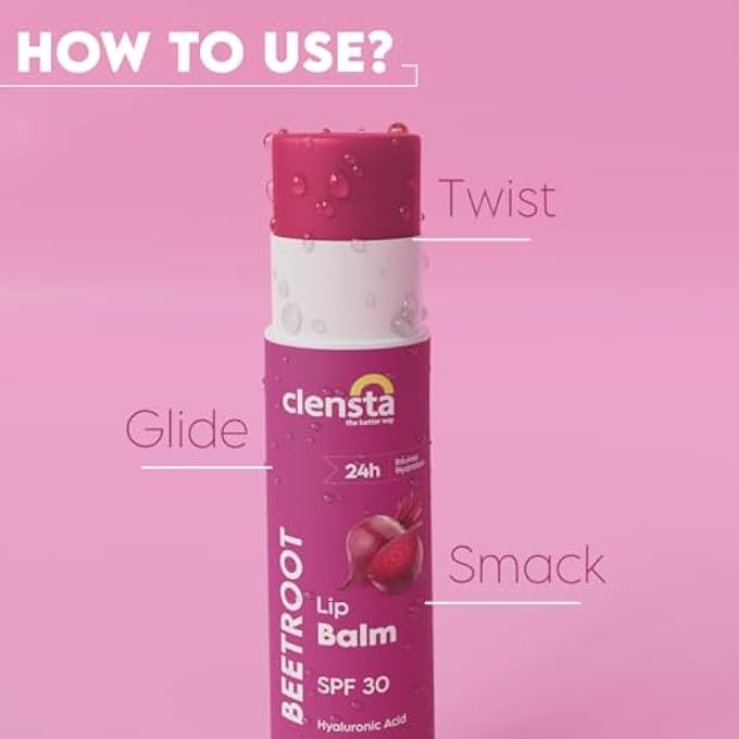 Clensta BEETROOT SPF 30 TINTED LIP BALM | HYDRATING & MOISTURIZING LIP CARE WITH HYALURONIC ACID | BROAD SPECTRUM LIP SUNSCREEN | 4.5G - Image 4